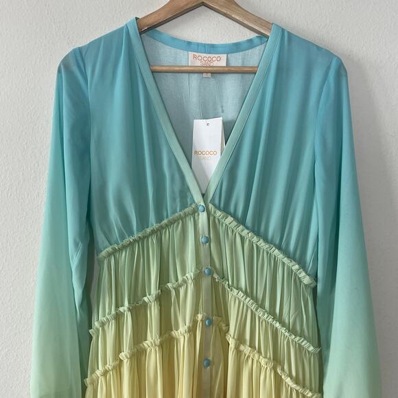 Rococo Sand Ciel Dress Rainbow‎ Gradient Stripe High Low  Size S NWT - Picture 4 of 12